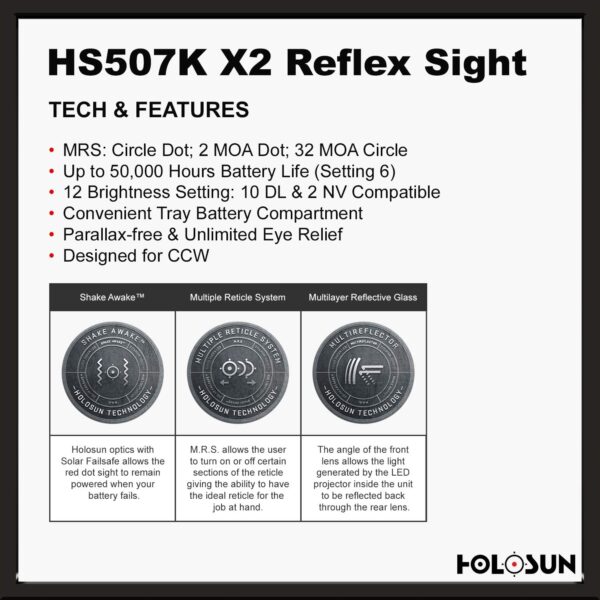 HOLOSUN - HS507K-X2 Classic Multi Reticle Red Dot Sight (Black) - Image 5