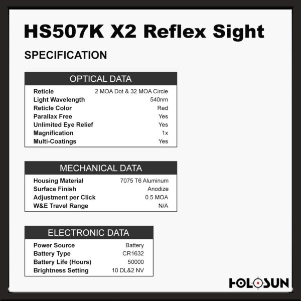 HOLOSUN - HS507K-X2 Classic Multi Reticle Red Dot Sight (Black) - Image 6