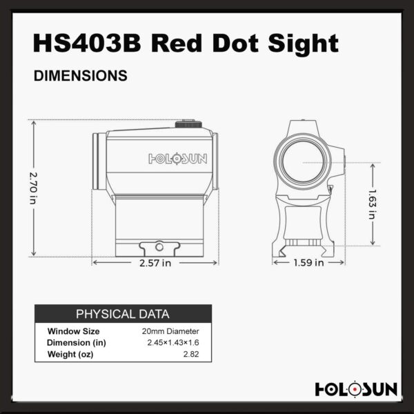 HOLOSUN - HS403B Micro Red Dot Optic (2 MOA)(Black) - Image 8